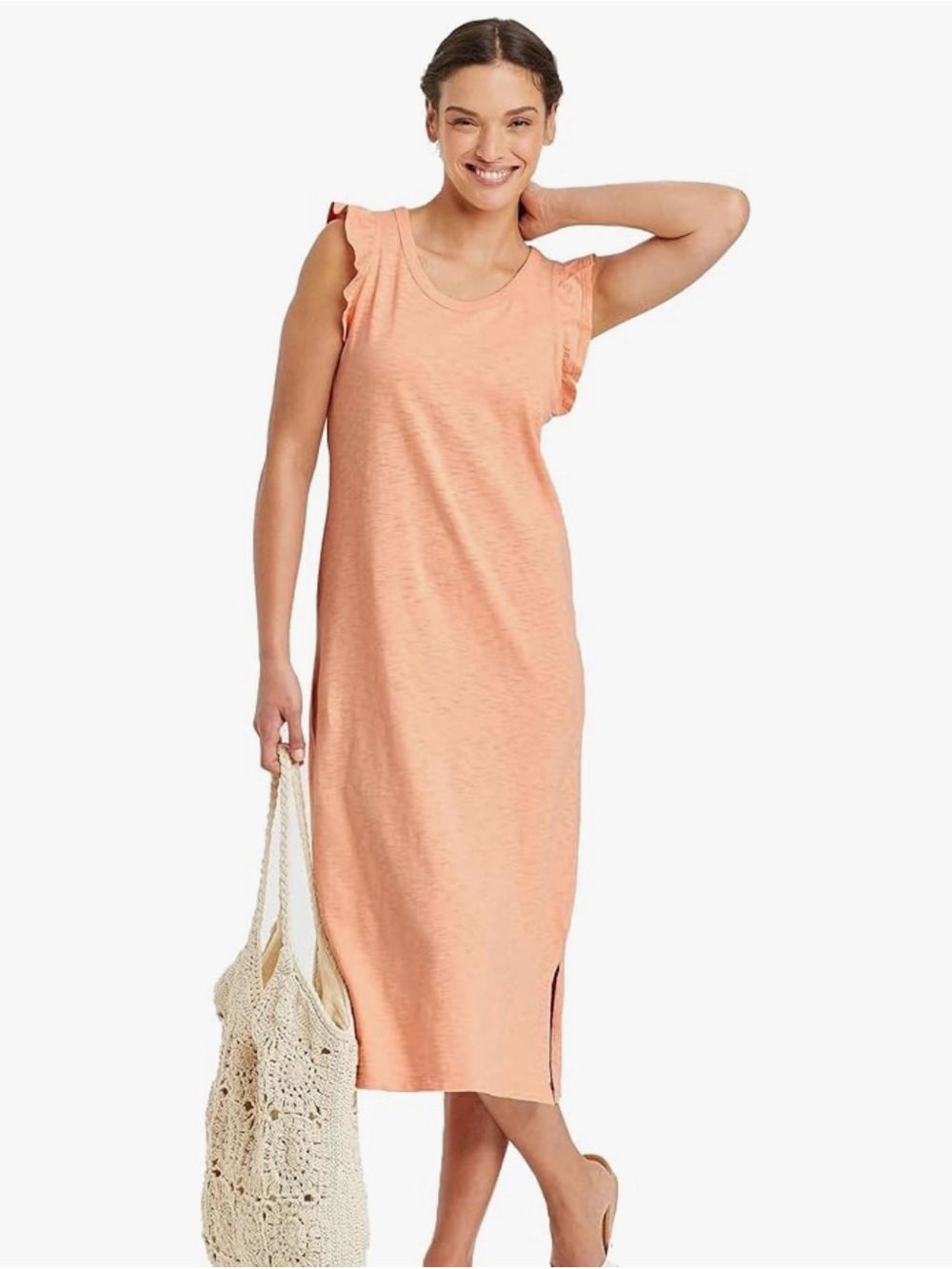 Universal Thread Womens Ruffle Sleeve Tank‎ Dress Size M Peach Vacation